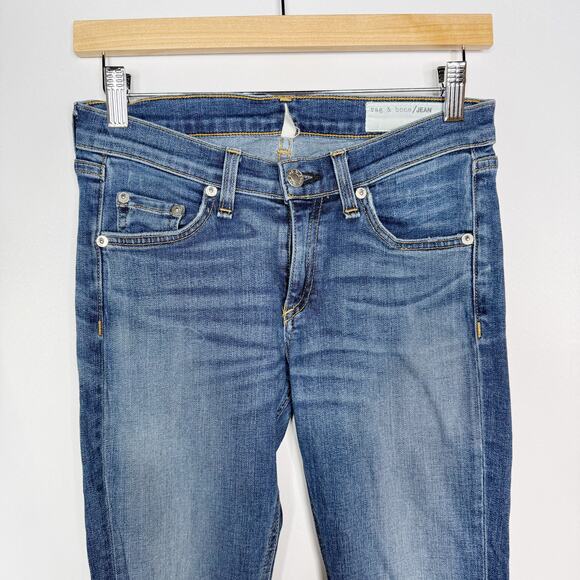 Rag & Bone Womens 26 Medium Blue Skinny Jeans with Ripped Knees Barrons Wash - Picture 3 of 10